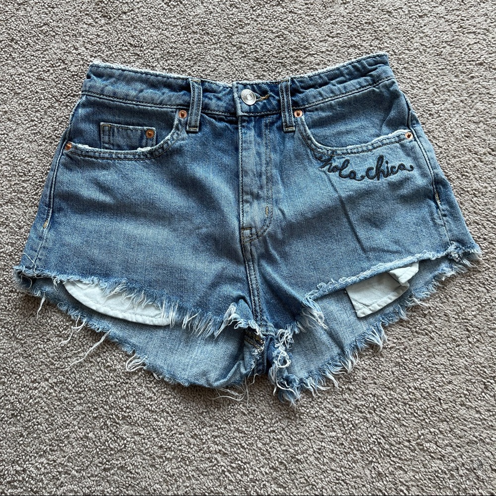 Embroidered Jean Shorts